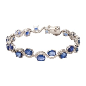A sapphire, diamond and 14k gold bracelet