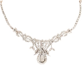 A diamond and silver necklace