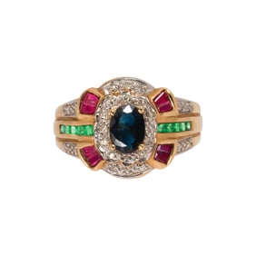 Three gemstone and 14k gold rings
