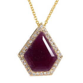 A ruby, diamond, and 18k gold necklace
