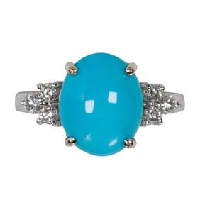 A turquoise, diamond and 18k gold ring