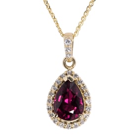 A rubellite tourmaline, diamond and 14k gold necklace