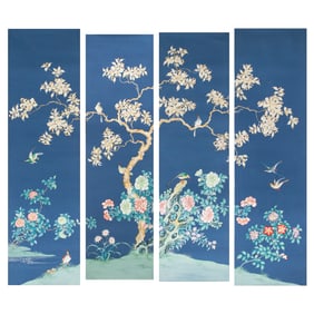 (set of 4) Chinese painted wall panels
