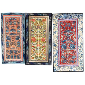 Three pairs of Chinese embroidered sleeve bands