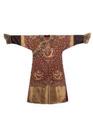 A Chinese gold embroidered rust-ground lady's dragon robe