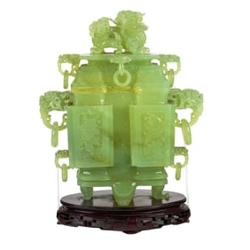 A Chinese hardstone covered urn