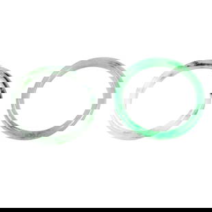 (lot of 2) Chinese jadeite bangles: (lot of 2) Chinese jadeite bangles. 2" inner diameter.