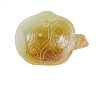 A Chinese celadon jade turtle toggle