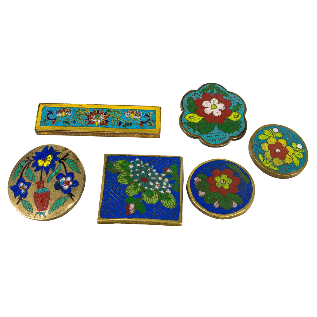 (lot of 6) Chinese cloisonne enamel plaques (1 of 3)