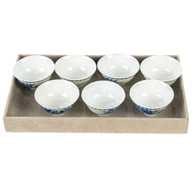 (lot of 7) Chinese blue and white wine cups