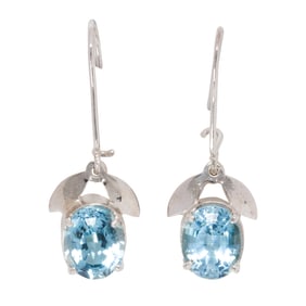 Two coral, topaz and silver pairs of earrings