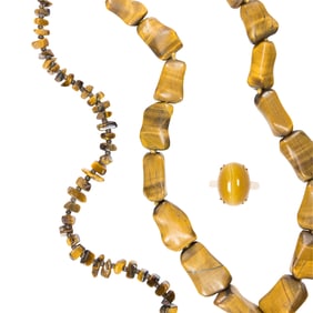 Two tigers eye necklaces