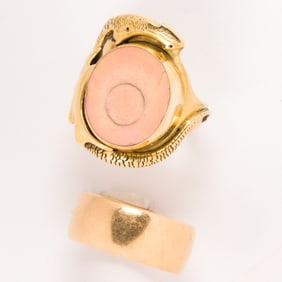 Two opal and 18k gold rings