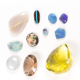 A group of loose gemstones