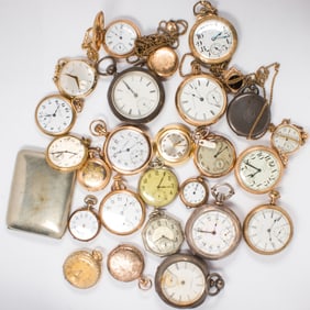 A large group of pocket watches