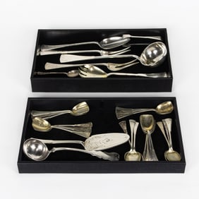 A mixed lot of Austrian/Hungarian 800 standard silver serving pieces with ice cream spoons