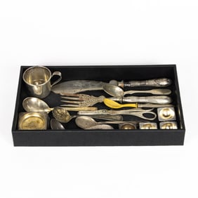 A mixed group of sterling and 800-silver standard table articles
