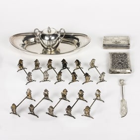 A mixed group of Mexican, Austrian/Hungarian and Balinese sterling and 800 standard silver