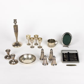 A group of sterling silver table articles