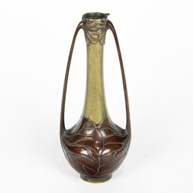 A Japanese Art Nouveau patinated bronze vase Meiji period