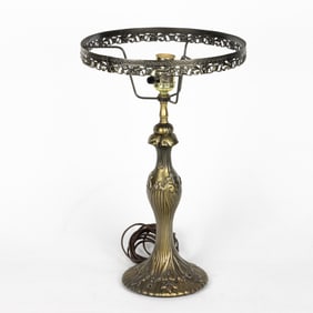 An American Arts & Crafts patinated metal lamp base
