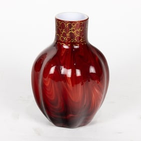 A Loetz Marmorietes carnelian glass vase