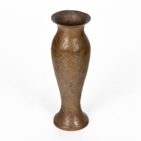 An Arts and Crafts patinated copper cabinet vase