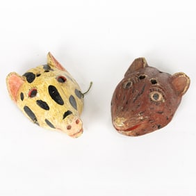 Two Mexican carved and painted wood festival/dance masks