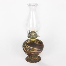 An Evans Pottery Desert Sands oil lamp, 16?h x 6?dia