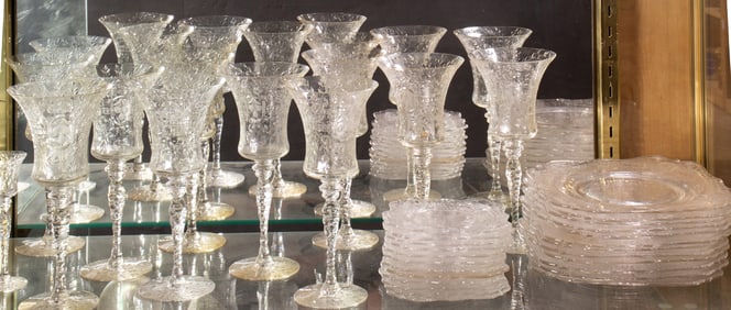 A cut glass suite of stemware