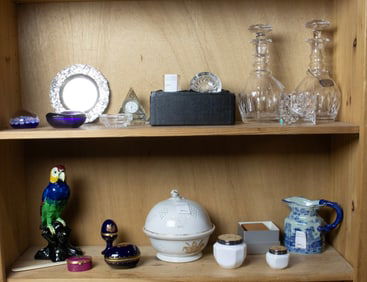 An assembled group of glass and ceramics, including Elsa Peretti for Tiffany, Perthshire, Waterford
