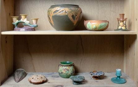 An assembled group of Roseville pottery