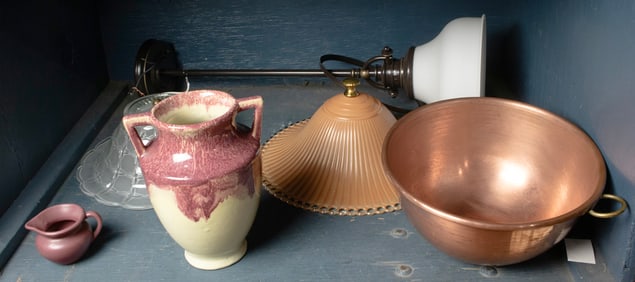 Two vintage glass lamp shades