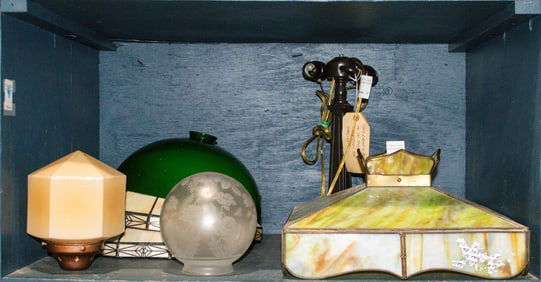 A group of Arts & Crafts and other glass shades