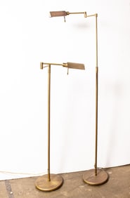 Two brass reading floor lamps