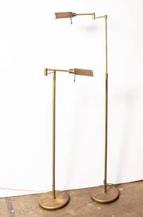 Two brass reading floor lamps: Two brass reading floor lamps, the tallest 48"h