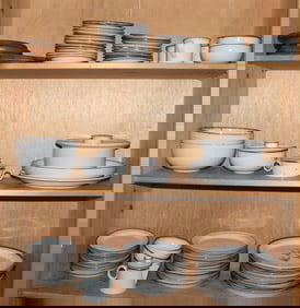 A Niels Refsgaard for Dansk Designs porcelain dinner service in the 'Brown Mist' pattern