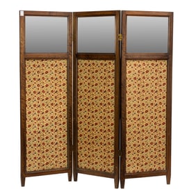 An English Edwardian three part dressing screen circa 1900