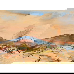 Watercolor, Carl Frederick Gaertner: Carl Frederick Gaertner (American, 1898-1952), Untitled (Desert Foothills), watercolor, signed lower right, sight: 10.75"h x 14.75"w, overall (with frame): 19.25"h x 22.75"w