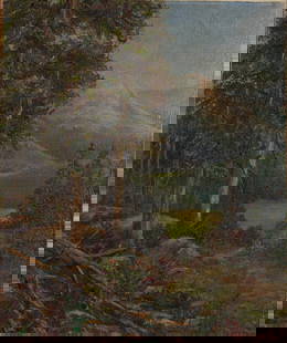 Painting, American School (20th century): American School (20th century), "Gray Day... Near Durango, Colorado," 1933, oil on canvas board, signed "Wiegel" lower right, titled and dated verso, board (unframed): 17"h x 14"w