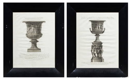 Prints, Giovanni Battista Piranesi: (lot of 2) Giovanni Battista Piranesi (Italian, 1720-1778), Grecian Vases, engravings, overall (with frame, for each): 29.75"h x 24.25"w