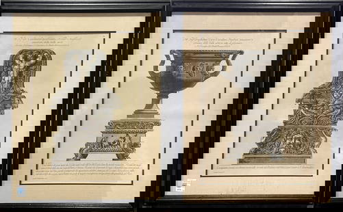 Prints, Giovanni Battista Piranesi: (lot of 2) Giovanni Battista Piranesi (Italian, 1720-1778), Grecian Art, engravings, overall (with frame, for each): 30.5"h x 24.5"w