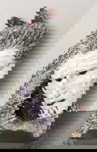 Sculpture, American School (20th century): American School (20th century), Indigenous Man's Face, composite sculpture with amethyst, overall: 17.5"h x 10.5"w x 5"d