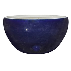 A Chinese cobalt blue glazed bowl