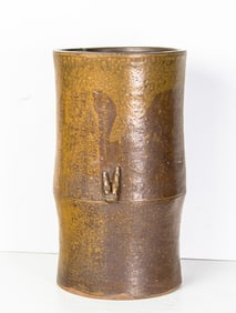A Japanese Bizen bamboo-form pot