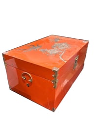 A Chinese red lacquered trunk