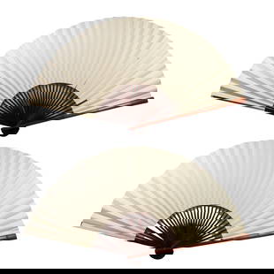 (lot of 2) Chinese folding fans: (lot of 2) Chinese folding fans. 40.5"h x 60"w.