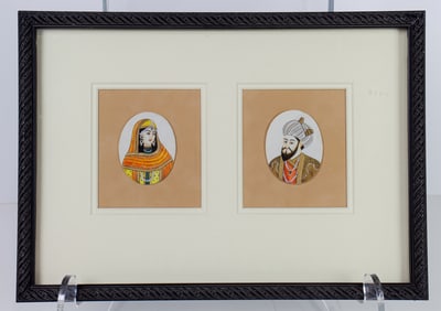 A pair of Mughal miniature paintings
