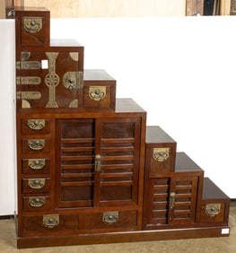 A Japanese step tansu cabinet