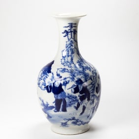 A Chinese blue and white figural vase